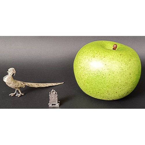 44 - A silver figure of a cockerel, Birmingham 1956, 0.9 ozt, and a miniature silver charm, in the form o... 