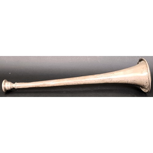 5 - A Victorian silver horn, marks rubbed, 4.4 ozt, 28 cm