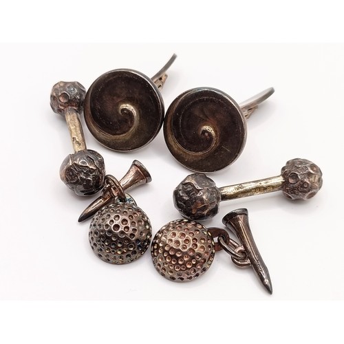 448 - Two pairs of silver Torum cufflinks, and a pair of silver cufflinks