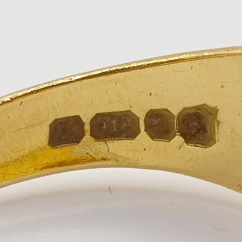 472 - An 18ct gold and diamond gypsy set ring, out of shape, 6.2 g all in, size I