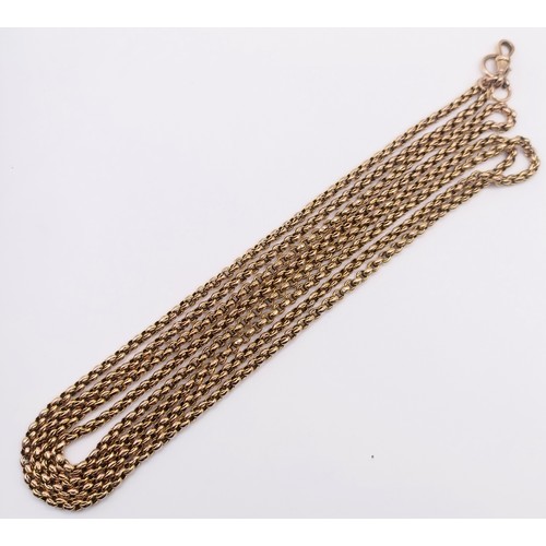 481 - A 9ct gold long guard chain, 52 g, 164 cm