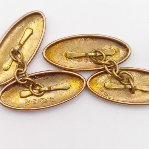 488 - A pair of 9ct gold cufflinks, 2.1 g, a masonic pin, and assorted costume jewellery