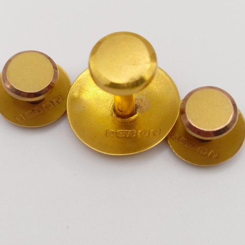 488 - A pair of 9ct gold cufflinks, 2.1 g, a masonic pin, and assorted costume jewellery