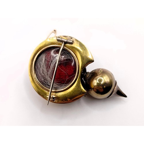 500 - A yellow coloured metal, mother of pearl and amethyst pendant brooch, a cultured pearl necklace, a p... 