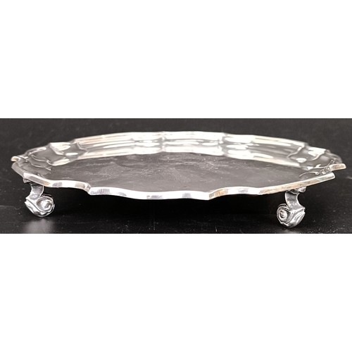 37 - An 18th century style silver waiter, Sheffield 1986, 5.5 ozt, 15.5 cm diameter