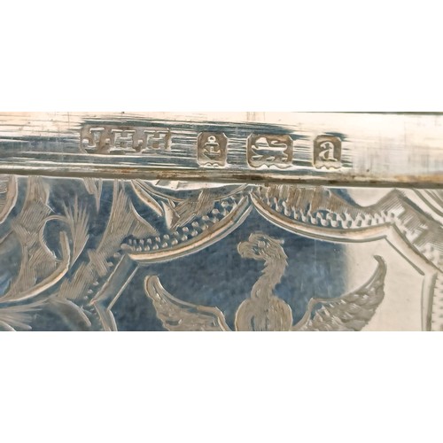 51 - A late Victorian silver card case, engraved, London 1896, 8 cm wide, 1.3 ozt