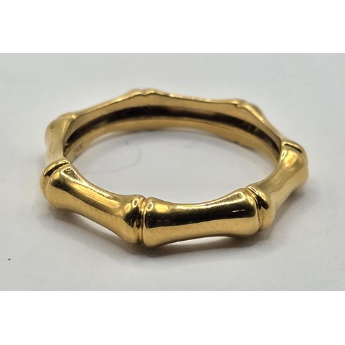 420 - A 24ct gold faux bamboo ring, ring size T