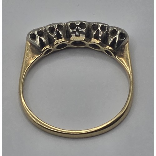 452 - An 18ct gold and five stone diamond ring, ring size J