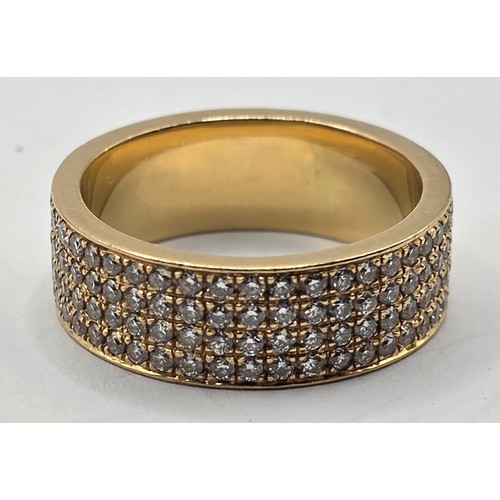 454 - An 18ct gold and diamond four row eternity ring, ring size P