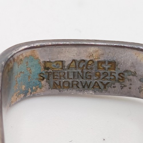 434 - A Norwegian silver ring, makers mark ND, ring size H, in branded bag
