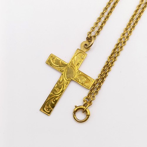 405 - A 9ct gold cross and chain, 5 g