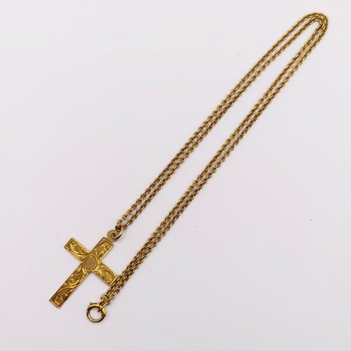 405 - A 9ct gold cross and chain, 5 g