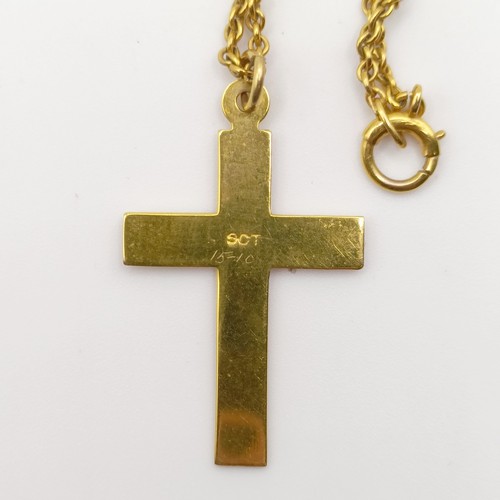 405 - A 9ct gold cross and chain, 5 g