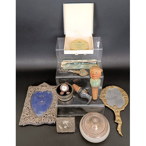 30 - A small silver mounted frame, and other assorted items