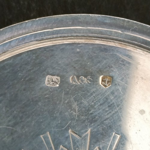 33 - A Victorian silver communion cup and tray, 1.9 ozt, 6 cm high, a George V silver spectacle case, and... 