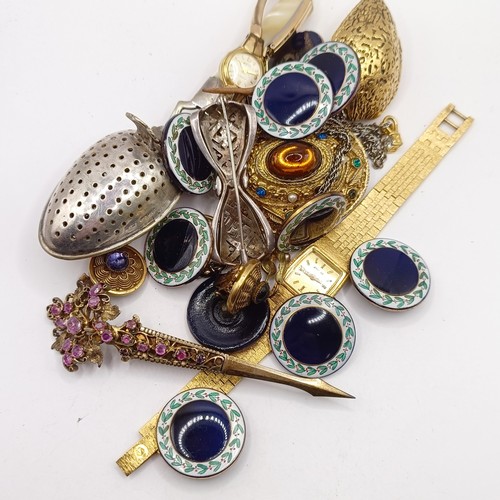 503 - A 18ct gold and five stone ring, ring size M, and assorted costume jewellery (box)