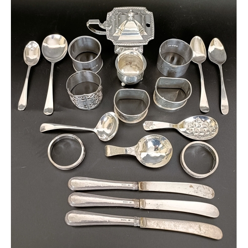 68 - Assorted silver napkin rings and other items, 10.7 ozt