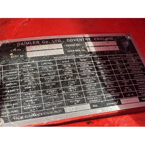22 - 1963 Daimler Dart SP250Registration number 935 FXOChassis number 104066Engine number 97291Red with a... 