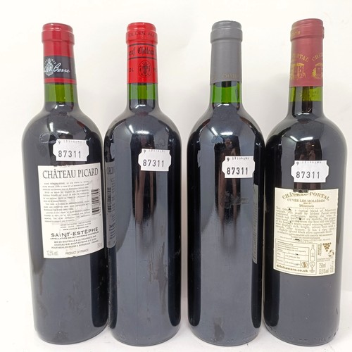 924 - A bottle of Pomerol, Chateau Bourgneuf, 2004, and three other bottles of Claret (4)