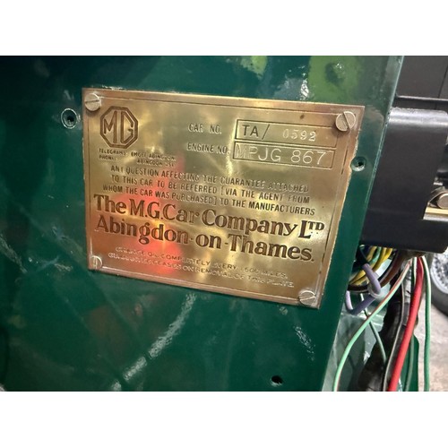 29 - 1936 MG TA**Reduced estimate**Registration number AGA 384Chassis number 592Engine number D4493Green ... 