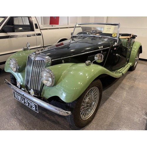 30 - 1954 MG TFRegistration number NWU 579Chassis numberEngine numberTwo tone green with a green leather ... 