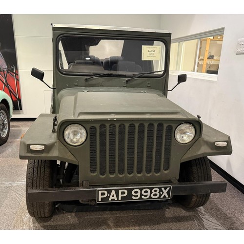 36 - 1981 Jago JeepRegistration number PAP 998XChassis number JE32680Engine number KL14521Military drab g... 