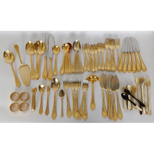 319 - A part table service of plated cutlery, a silver pin dish, and a silver photograph frame...