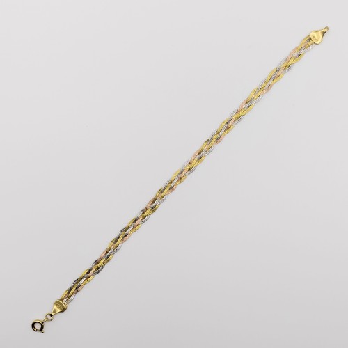 631 - An 18ct three colour gold bracelet, 4.3 g