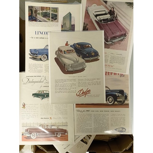 8 - A group of assorted motoring adverts and ephemera, mostly American, including De Soto, Chrysler, Pon... 