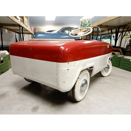 12 - A Ford Zephyr pedal car, painted red over white, possibly Triang