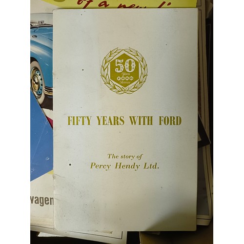 25 - Assorted car brochures, adverts and motoring ephemera, including VW Beetle, MG Series MGA, Riley and... 
