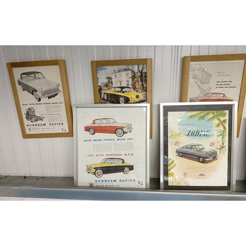 31 - A group of twenty one motoring adverts and ephemera, including The Motor and Autocar (all framed) (2... 