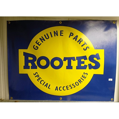 40 - A modern banner/sign, Rootes Genuine Parts Special Accessories, 121 cm wide, and a Sunbeam Rapier ad... 