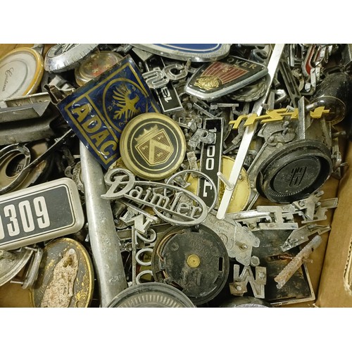 54 - Assorted motoring badges, including Ford, Hillman, BMW, Daimler and others (box)