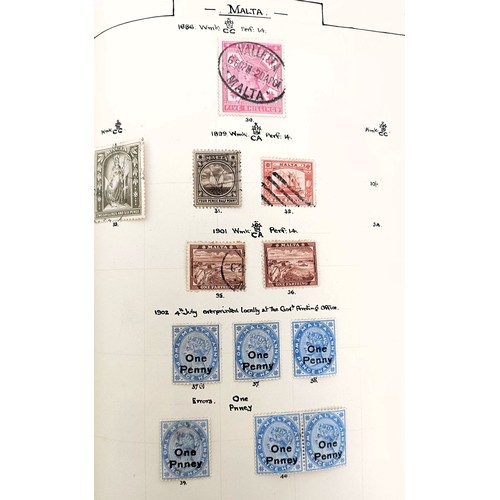 201 - A collection of Malta and other stamps, QVR onwards, including overprints, in an album...