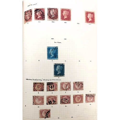 203 - A collection of GB stamps, QVR onwards, including two penny blacks, and a Seahorse £1, in an album...