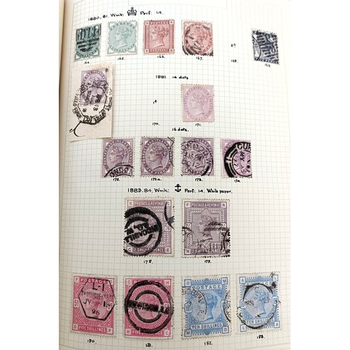 203 - A collection of GB stamps, QVR onwards, including two penny blacks, and a Seahorse £1, in an album...