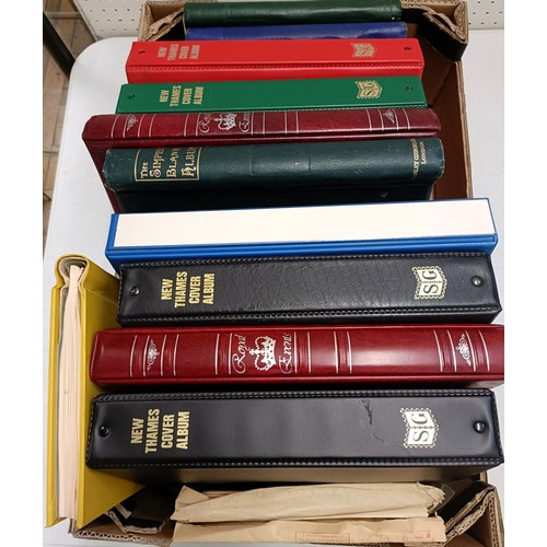 208 - Assorted world stamps, including commemoratives, first day covers and other items, in numerous album...