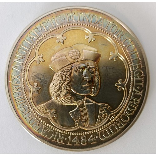240 - A Royal Mint College of Arms Quincentenary commemorative silver medallion, 4.7 ozt, cased...