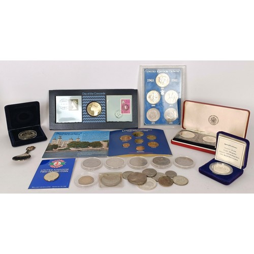 260 - Four year proof coin sets, 1970 (2), 1984, 1985, 1986, a Day of the Concorde commemorative medallion...