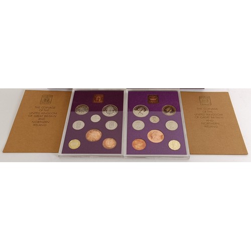 260 - Four year proof coin sets, 1970 (2), 1984, 1985, 1986, a Day of the Concorde commemorative medallion...