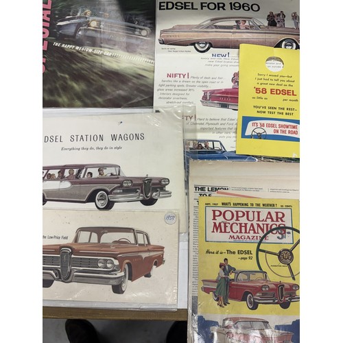 46 - Assorted car related books, magazines and ephemera, including The Edsel Affair, American Cars, Ameri... 