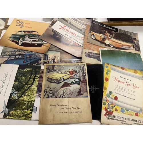 14 - Assorted car brochures, adverts and ephemera, mostly American, including Ford, Pontiac, Dodge and ot... 