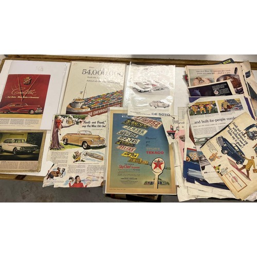 8 - A group of assorted motoring adverts and ephemera, mostly American, including De Soto, Chrysler, Pon... 