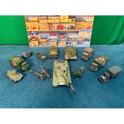 1016 - A Selection Of Dinky Military Vehicles Includes 2 X Jeeps 3 X  Anti-Tank Guns And 2 X Military Medic... 