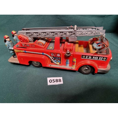 1050 - TN Nomura Japan - Tin Plate Fire Engine - Friction Motor Toy Vintage 1950s Model (Ref PA588)TN Nomur... 