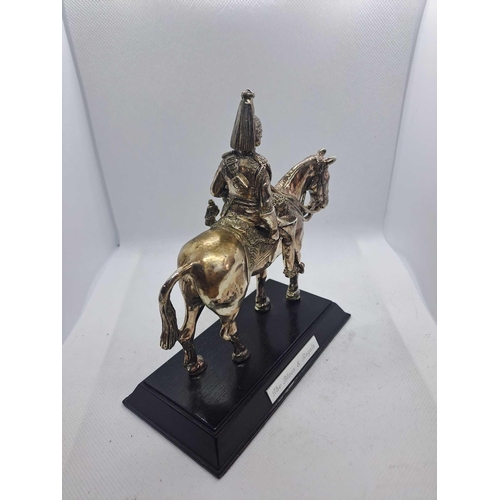 774 - Royal Hampshire Art Foundry the blues and royals pewter with golden tint sword needs fixing (RARE)Ro... 