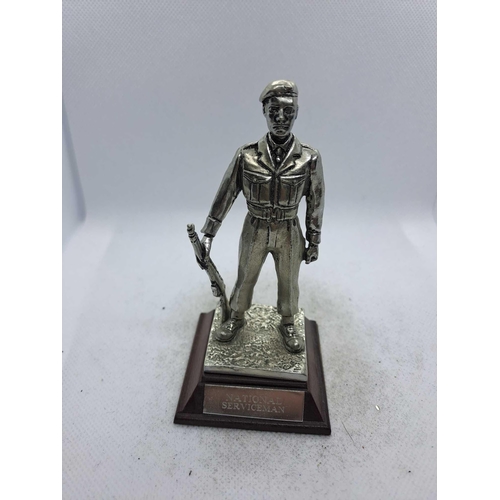 803 - Grenadier guards pewter silver plated no box, English Minatures national serviceman pewter silver pl... 