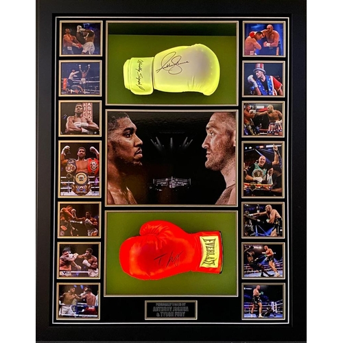 1632 - Anthony Joshua And Tyson Fury Signed Gloves Framed In An Led Light Up Frame Certificate of Authentic... 