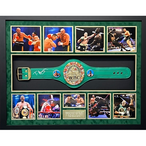 1633 - Tyson Fury Signed And Framed Wbc Mini Belt Certificate of Authenticity